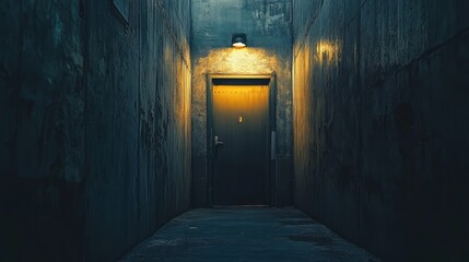 Dark Alleyway with Doorway and Light