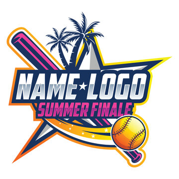 Summer Baseball Logo. Softball Champions Logo Badge as Vector Graphic Design. Baseball Logo Design. Sports Baseball Design Vector