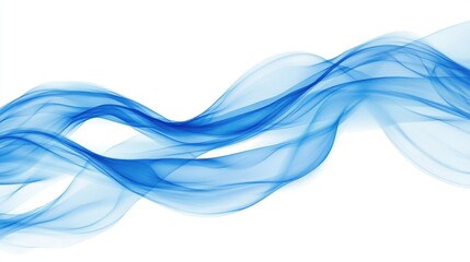 Abstract blue wave pattern flowing gracefully on a clean white background, ideal for dynamic designs with ample copy space
