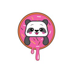 ice cream poster panda illustration vector logo design