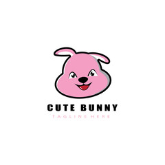 cute rabbit head logo vector illustration design