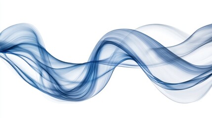 Fototapeta premium Blue abstract wave design ripples smoothly across a white background, evoking motion and fluidity, perfect for modern visuals