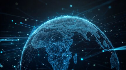 Abstract Digital Globe with Network Connections - Futuristic Technology Background