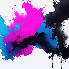 Obraz premium Dynamic Black, Blue, and Pink Abstract Ink Splash Background