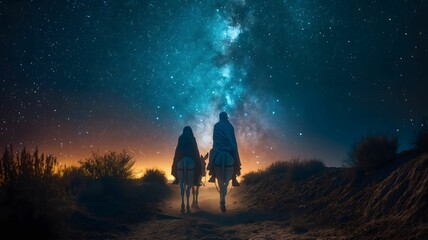 Joseph's Exile to Egypt with Mary and Baby Jesus, Bible Illustration