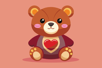 A cute teddy bear with a heart design, perfect for Valentine’s Day celebrations, ready to be customized for personal gifts and decorations.