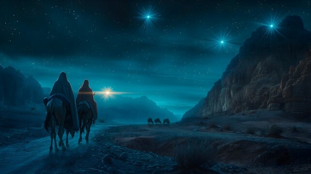 Joseph's Exile to Egypt with Mary and Baby Jesus, Bible Illustration