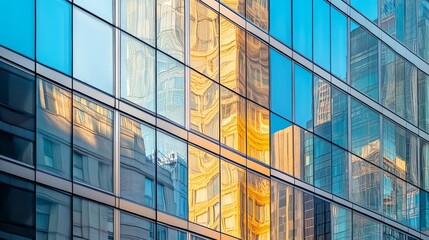 Modern Glass Facade Reflecting Cityscape