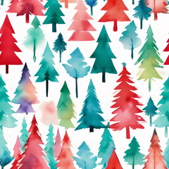 Obraz premium Christmas trees seamless pattern