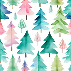 Obraz premium Christmas trees seamless pattern