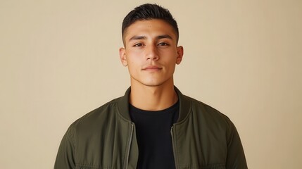 Handsome young latino man posing in studio