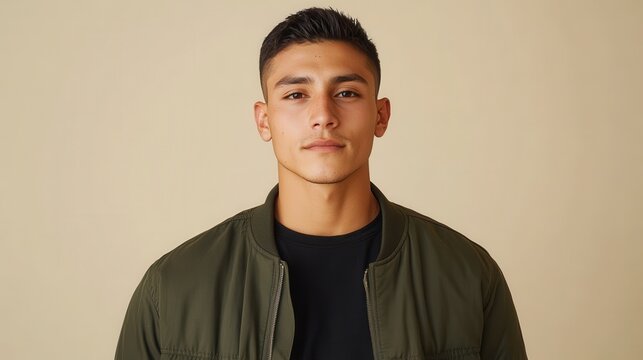 Handsome young latino man posing in studio