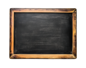 Vintage chalkboard with a rustic wooden frame, empty for writing or drawing.