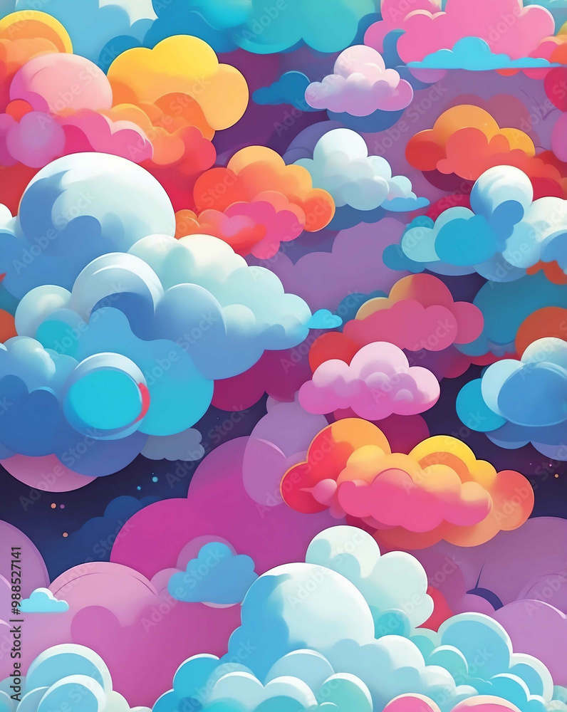 Sticker Abstract clouds of color with soft edges seamless design pattern wallpaper