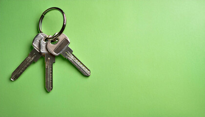 House Keys on a Light Pastel green Background