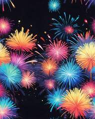 elegant new years eve colorful fireworks in night sky
