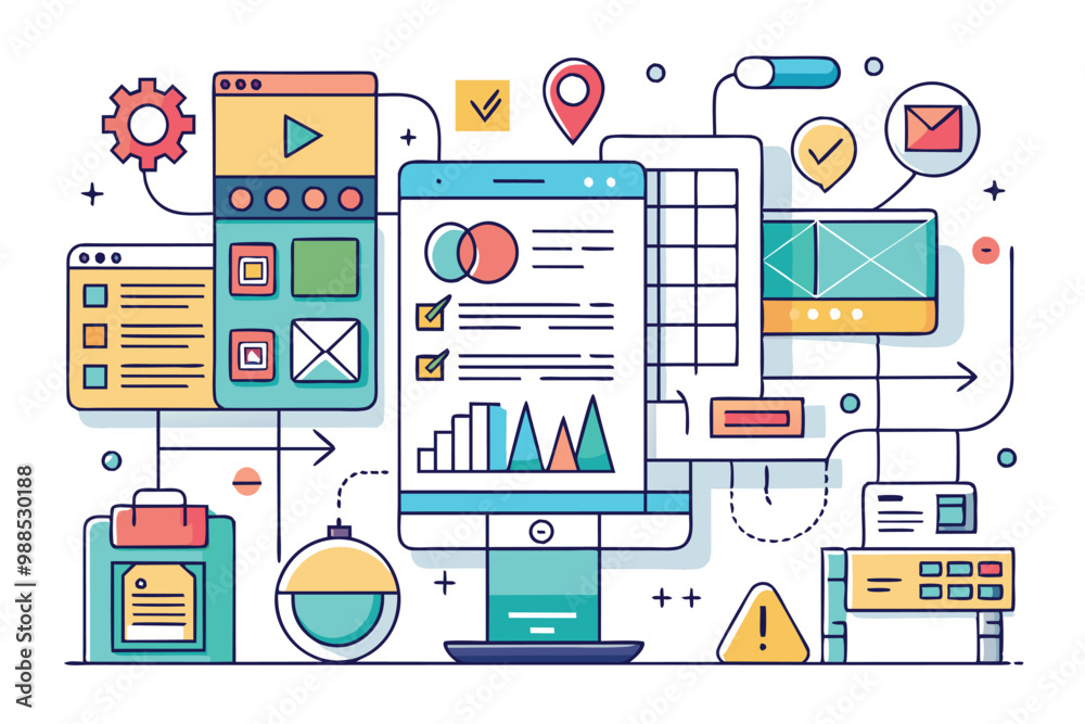 Poster a vibrant collection of wireframing elements showcases customizable designs for user interface devel