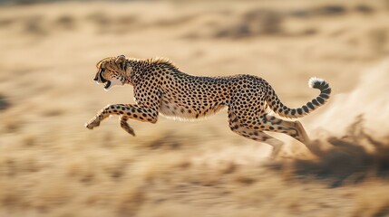 Cheetah Running at Full Speed in the Savanna