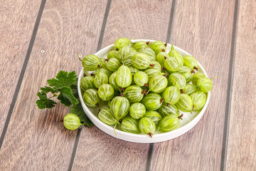 Sweet ripe gooseberries in the bowl