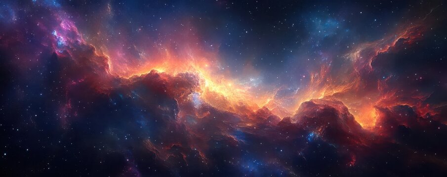 Spaceship exploring distant galaxy, scifi, vibrant hues, digital painting