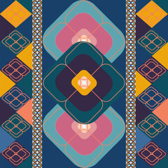 seamless pattern with characters, flowers geometric ethnic pattern,
native american tribal fabric, tile, carpet, vector, illustration design, green, brown, blue bed sheet, curtains