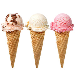 ice cream cone, isolated on transparent white background, clipping path