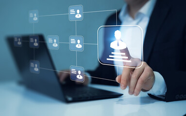 Business process and workflow automation with flowchart. Scheme of hierarchy management of...
