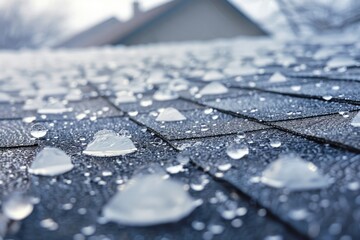 Ice Storm Damage: Roof Shingle Damage from Hail Ball after Hailstorm