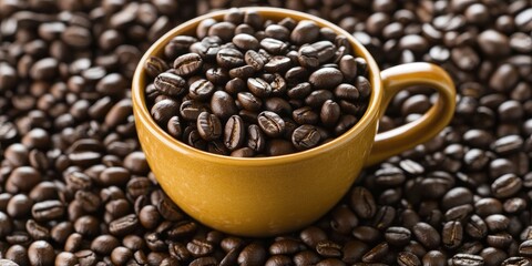Fototapeta premium Delicious coffee beans and cup