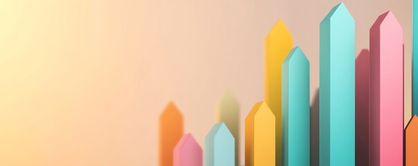 Obraz premium Colorful geometric shapes creating an abstract pattern on a soft background.