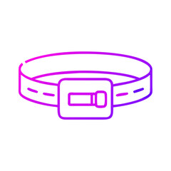 A purple and pink belt with a button on it. The belt is a symbol of a dog's leash