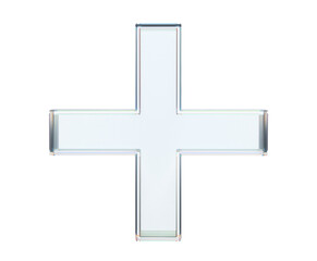 Glass cross icon with smooth transparent edges