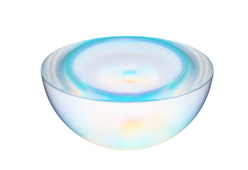Concave glass bowl with smooth reflective surface