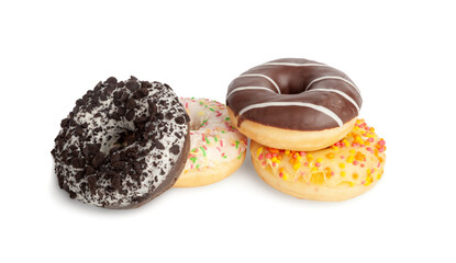 Doughnuts, Chocolate Brown and Pink Donut with Multicolored Sprinkles