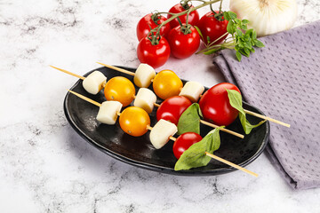 Italian caprese salad kebab stick