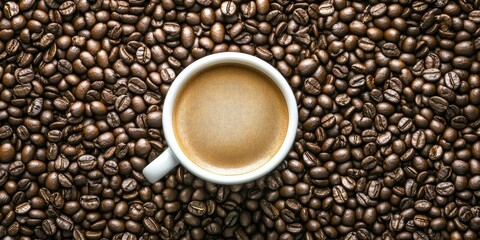 Naklejka premium Delicious coffee beans and cup