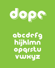 Abstract rounded lowercase font. Latin alphabet letters. Vector illustration