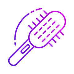 A purple and white hairbrush with a white handle. The brush is designed to help detangle and style hair. It has a comfortable grip and is made with high-quality materials