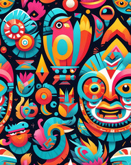 Aztec symbols with bold lines seamless design pattern wallpaper