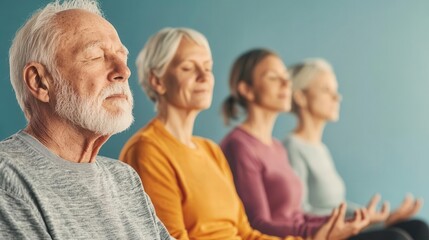 Group of elderly participants performing seated leg raises, concentrating on balance and strength, Senior group, leg raises, chair yoga