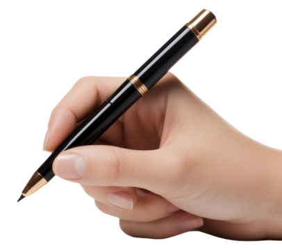 PNG Hand writing with a black pen paper hand white background.
