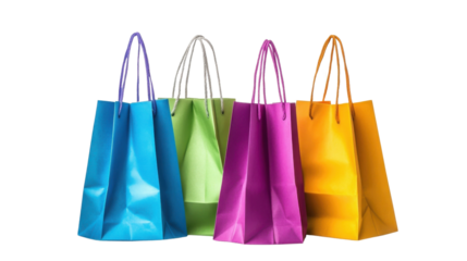 Colorful shopping bags on a white isolated background.