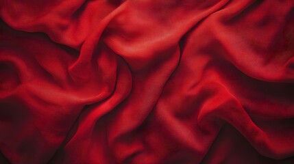 Obraz premium Close-up of a smooth red fabric with soft wrinkles and folds.