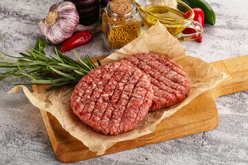 Raw burger cutlet for grill