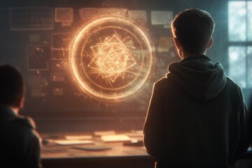 Enchanted Aspirations: A Young Wizard's Spellbinding Journey in a Vibrant Classroom