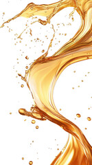 Obraz premium Golden liquid splash against a transparent background.