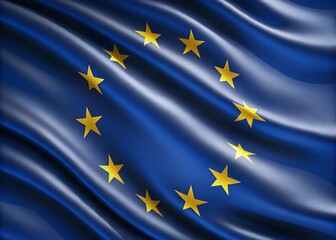 Wavy dark blue, yellow, blue, and white Alaskan flag with gold stars