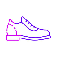 A shoe with a purple and blue gradient. The shoe is a classic style and is designed to be worn with a suit