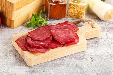 Smoked beef meat - Pastrami slices