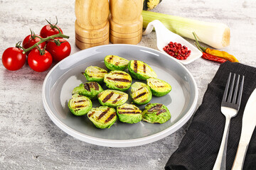 Grilled green brussel sprout cabbage